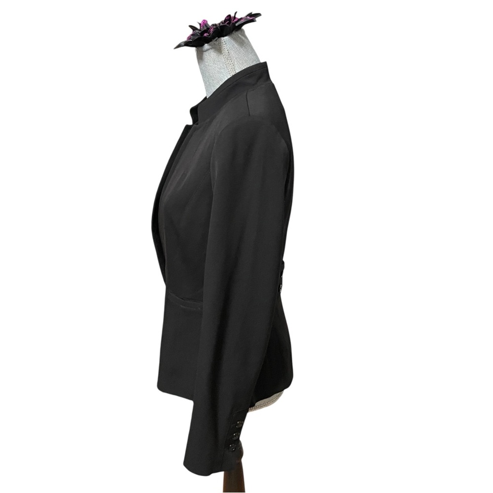 White House Black Market Black Fitted Blazer Jacket Women’s Size 4 One Button - Picture 2 of 12